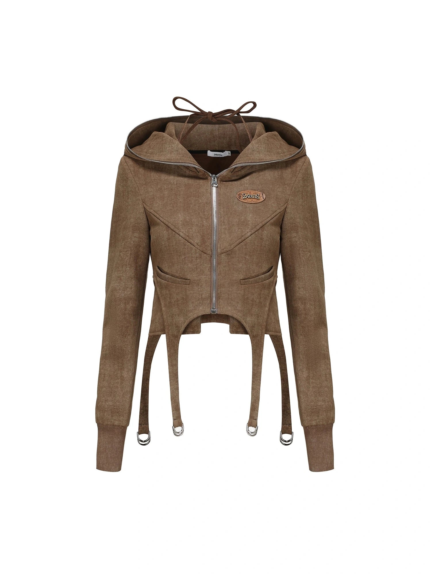 Brown Cotton Blend Hoodie Set 2024 Spring
