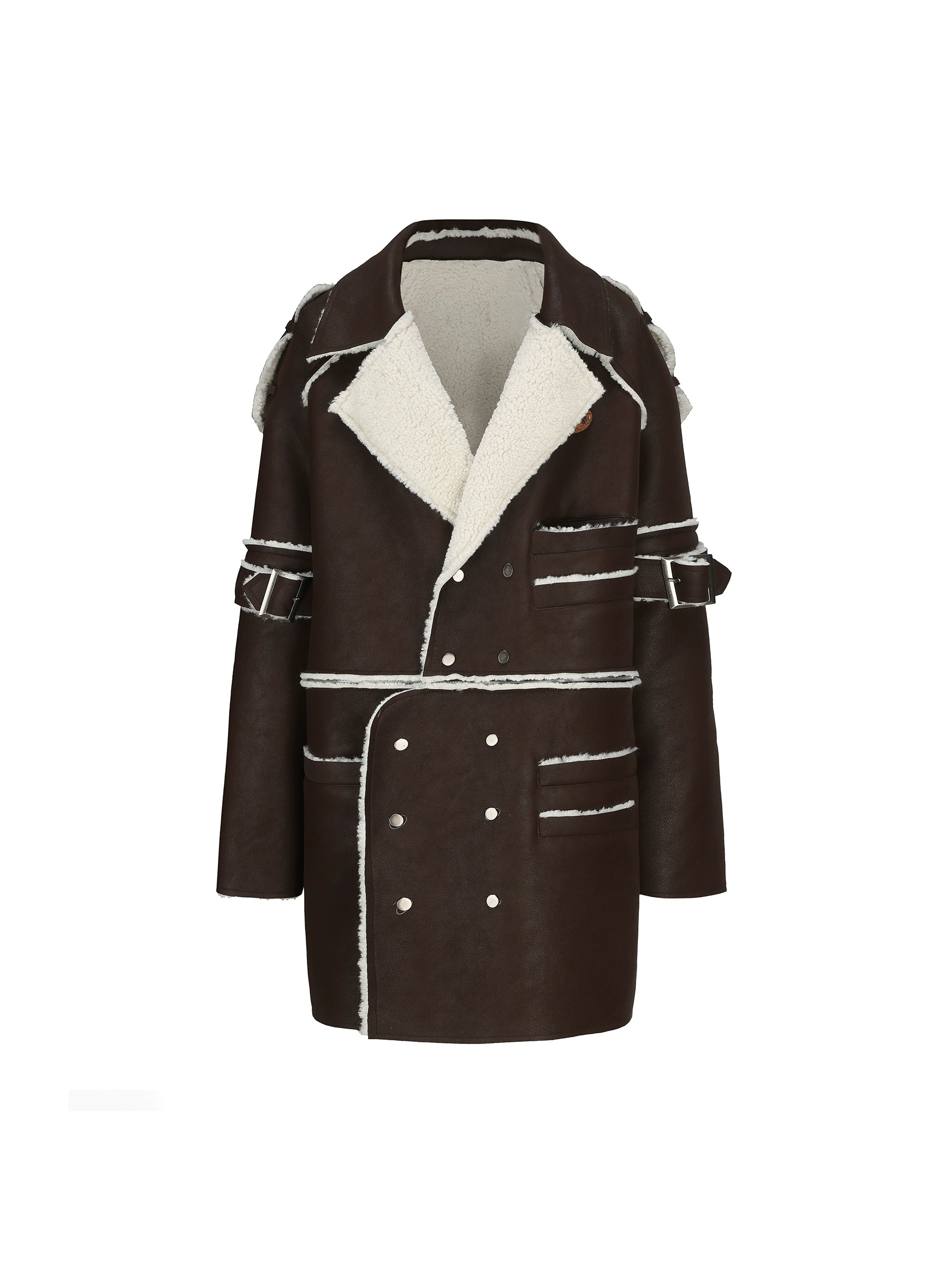 24ans Brown Reversible Lamb Fleece Long Coat MISSTT