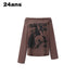 24ans Brown Salt Wash Screen Print Punk Grunge Women&