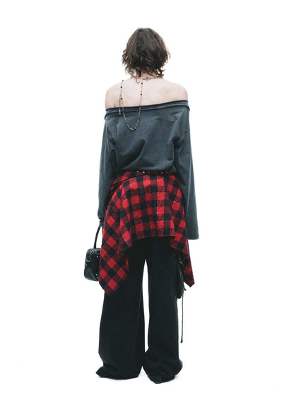 24ans Brown Salt Wash Screen Print Punk Grunge Women&