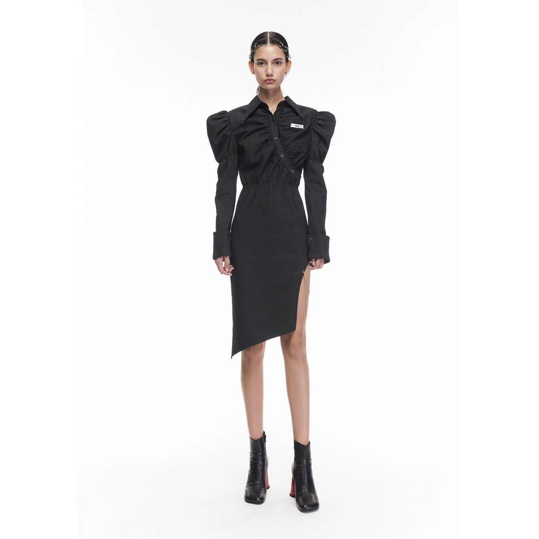 24ans Bubble Sleeve Dress V Neck T Shirt Long Sleeve For Gallery Dates And Parties-1