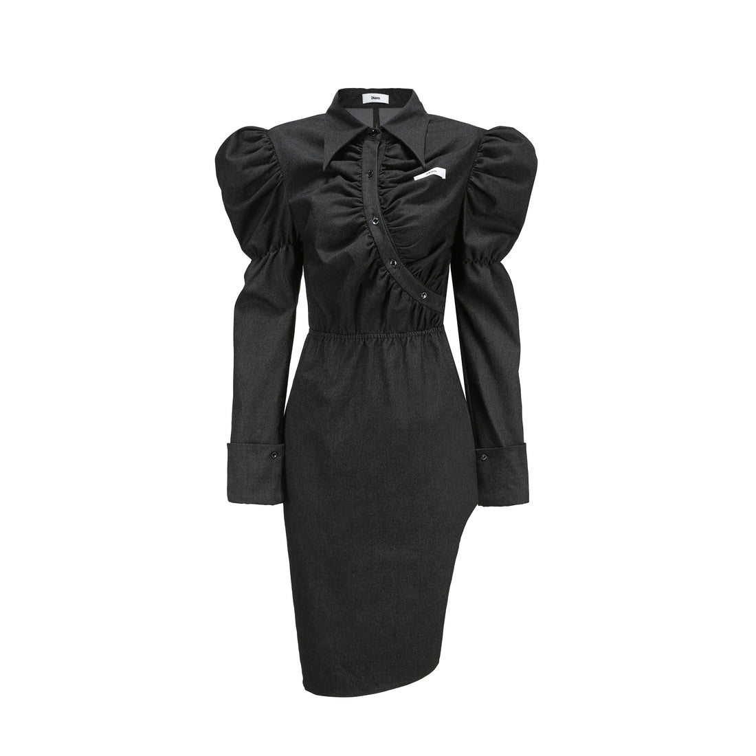 24ans Bubble Sleeve Dress  V-Neck T-Shirt Long Sleeve For Gallery Dates And Parties MISSTT