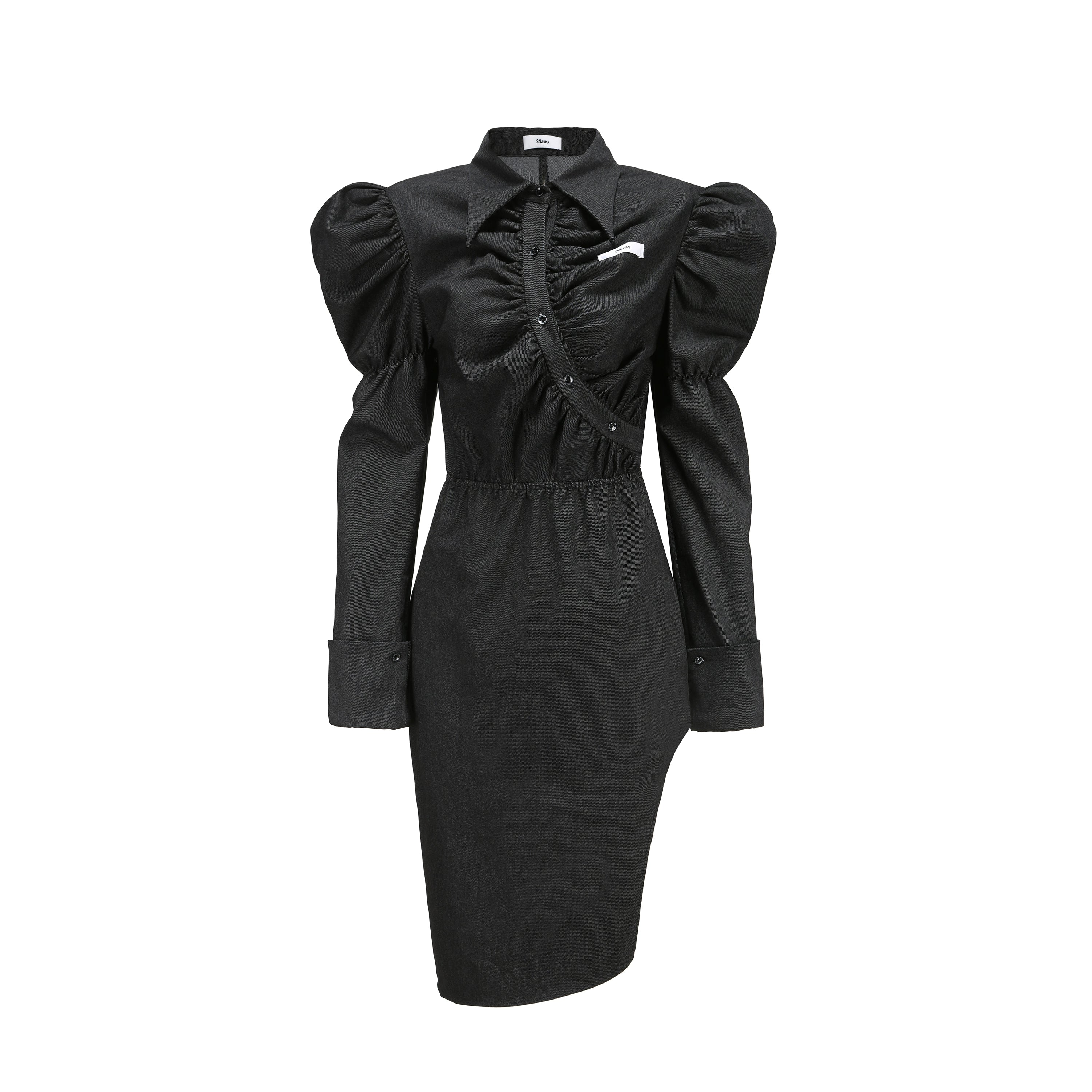 24ans Bubble Sleeve Dress  V-Neck T-Shirt Long Sleeve For Gallery Dates And Parties MISSTT