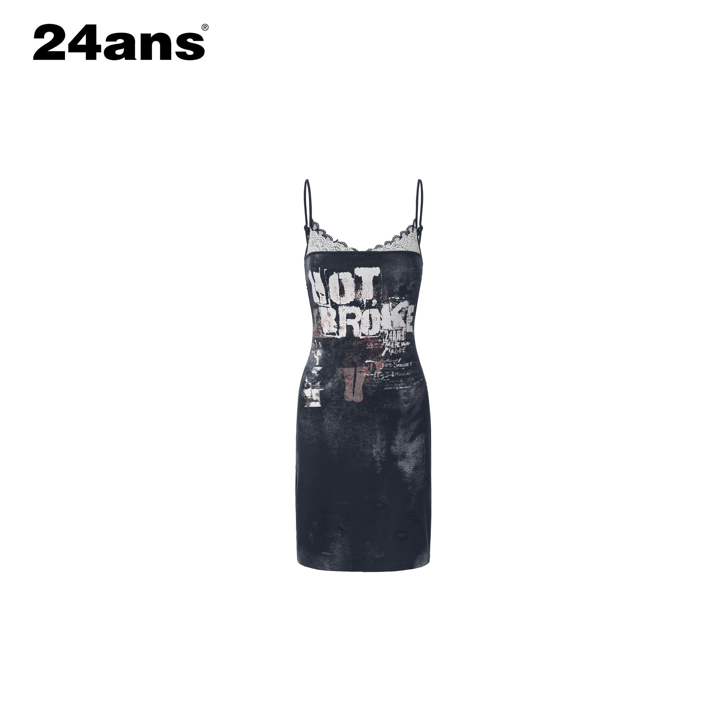 24ans_Burnt_Floral_Distressed_Layered_Fake_Two_Piece_Women&