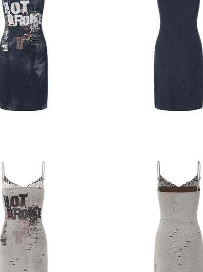 24ans Burnt Floral Distressed Layered Fake Two Piece Women&