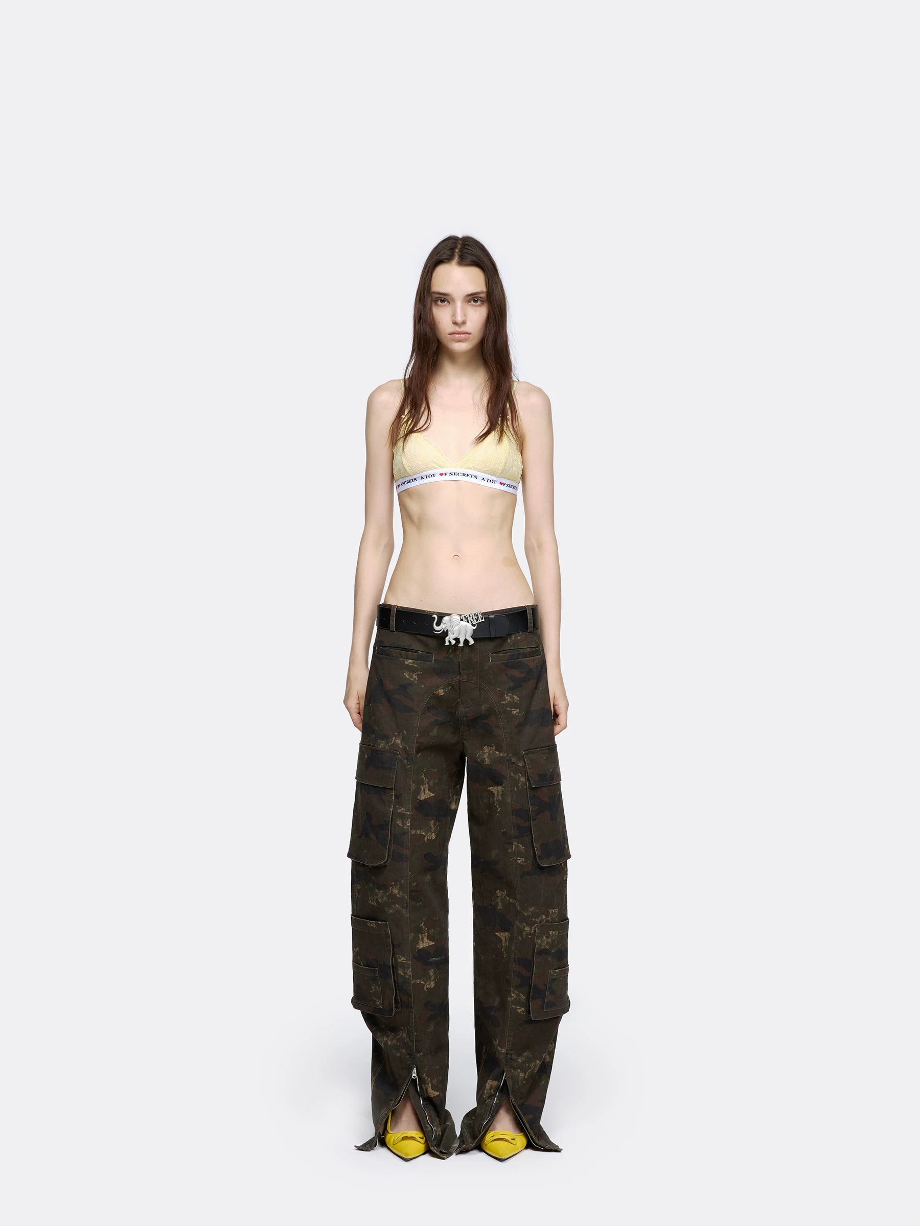24ans Camo Cargo Pants With Split Hem-1