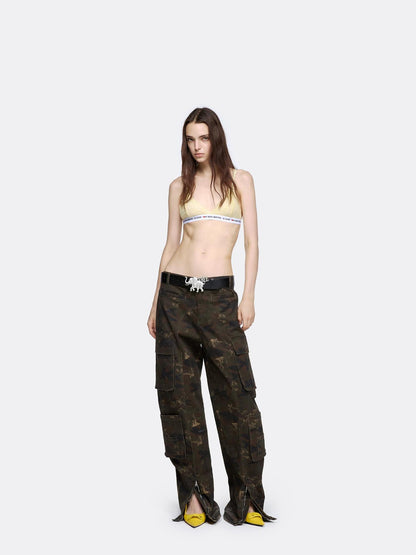 24ans Camo Cargo Pants With Split Hem
