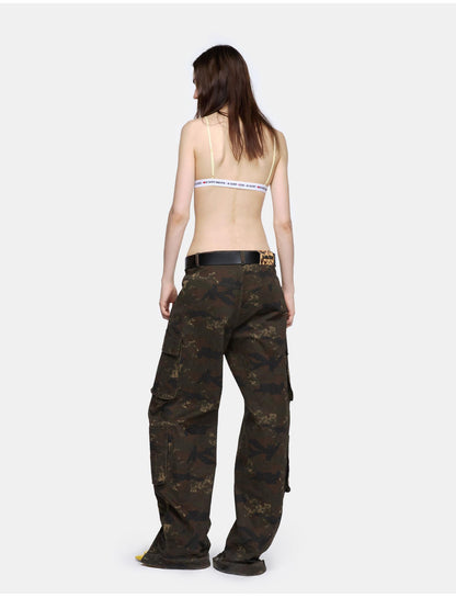 24ans Camo Cargo Pants With Split Hem