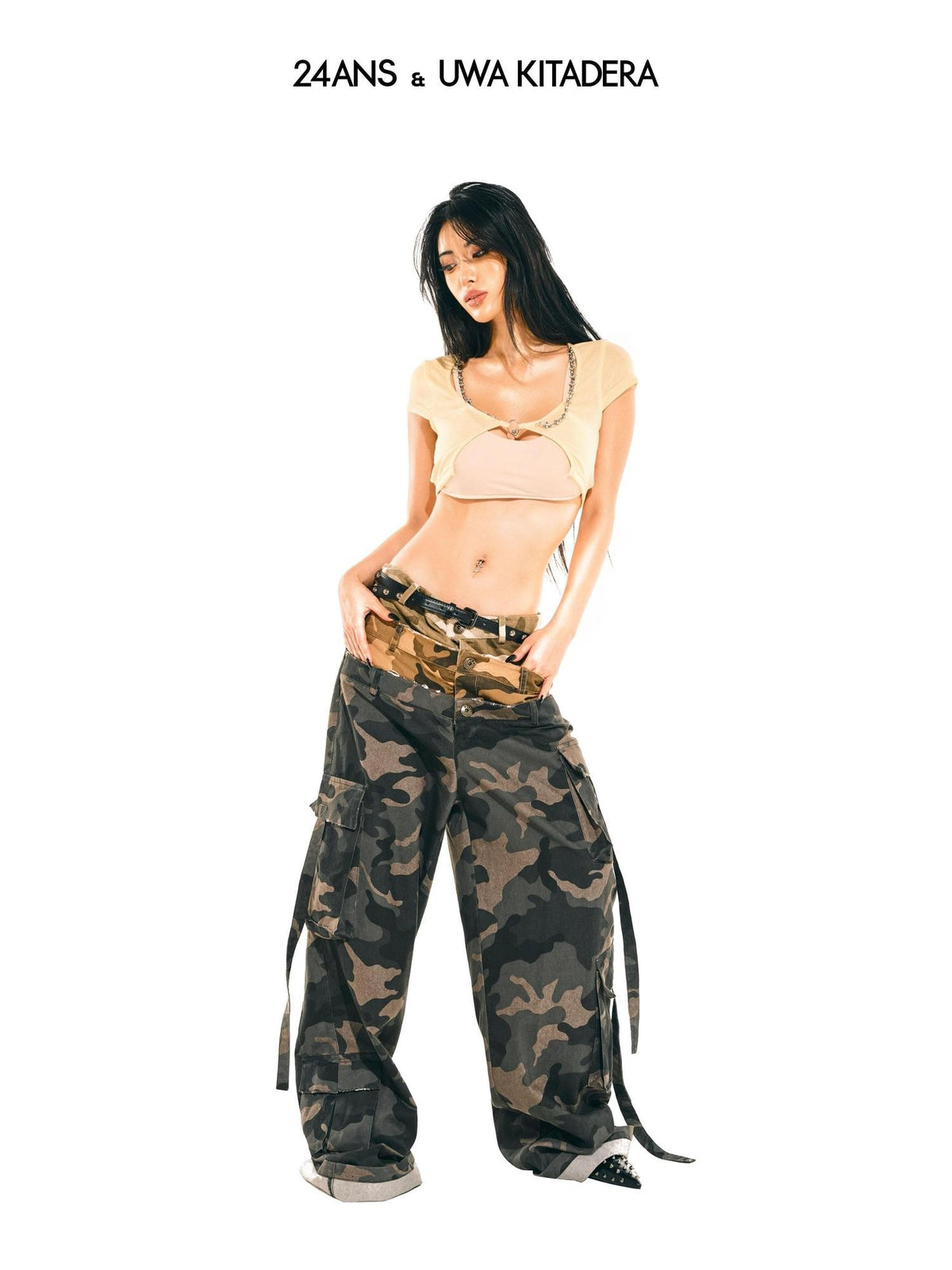 24ans Camouflage Loose Fit Natural Waist Women&