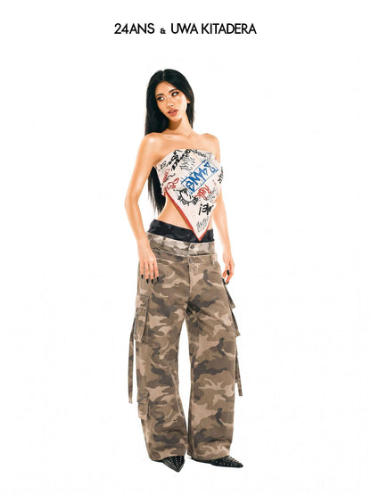 24ans Camouflage Loose Fit Natural Waist Women&