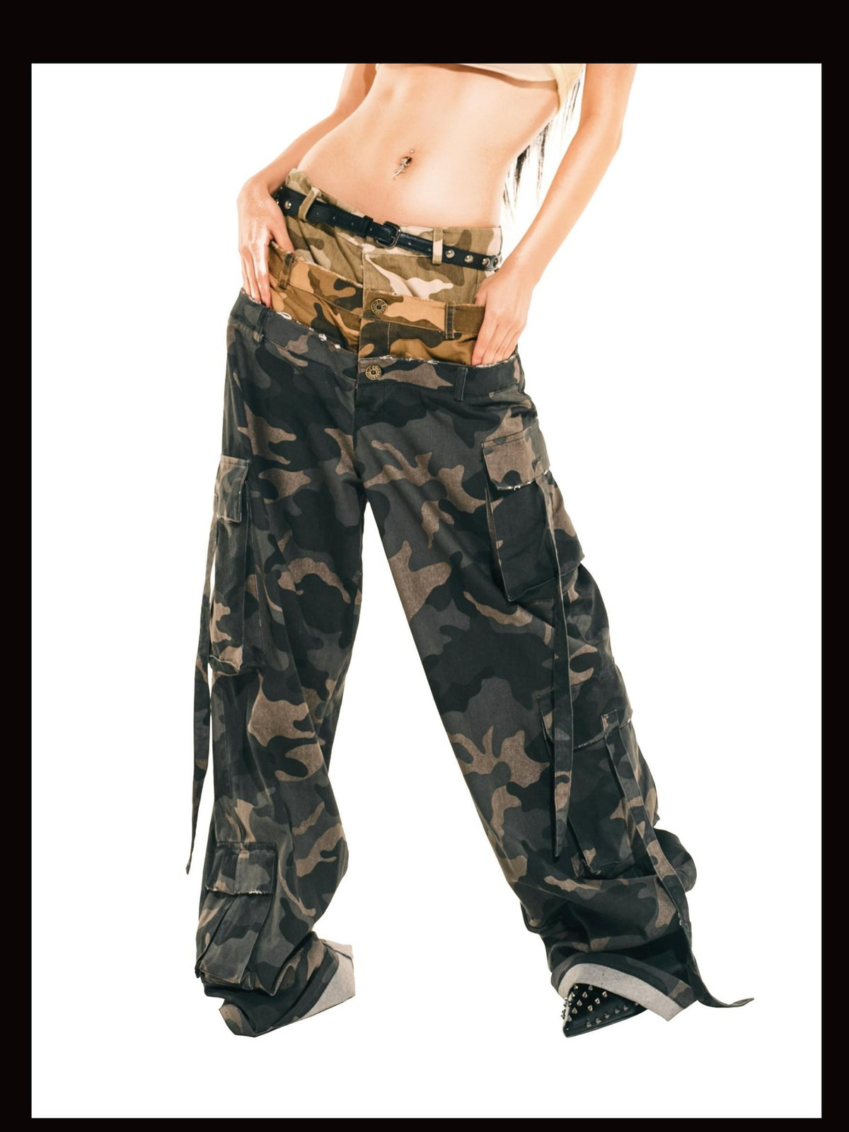 24ans Camouflage Loose Fit Natural Waist Women&