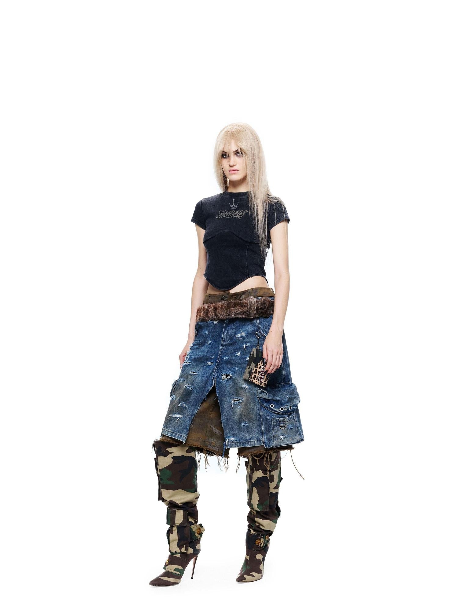 24ans Casual Drawstring High Waist Short Sleeve Letter Print Women Cotton Crop Tops