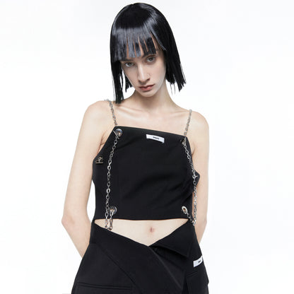 24ans Chain Cutout Backless 3D Embellished Slim Cotton Camisole Women Tank Tops-1
