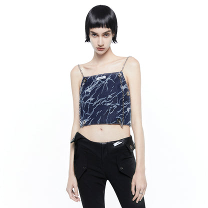 24ans Chain Cutout Backless 3D Embellished Slim Cotton Camisole Women Tank Tops-2