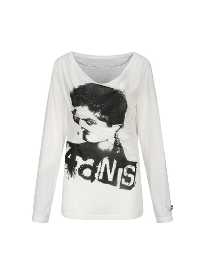 24ans_Chain_Print_Zipper_Round_Neck_Loose_Street_Women&