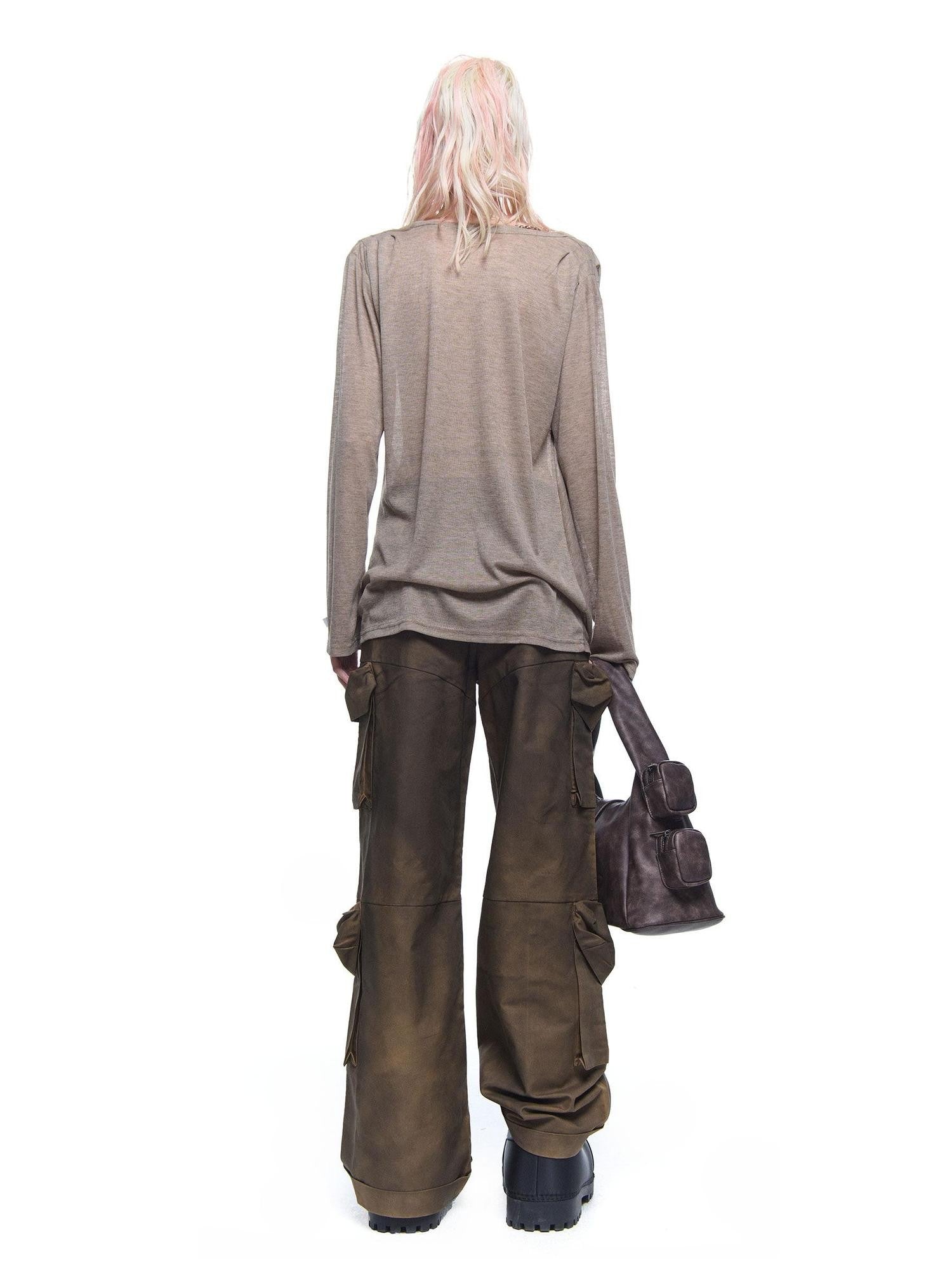 24ans Chain Print Zipper Round Neck Loose Street Women&