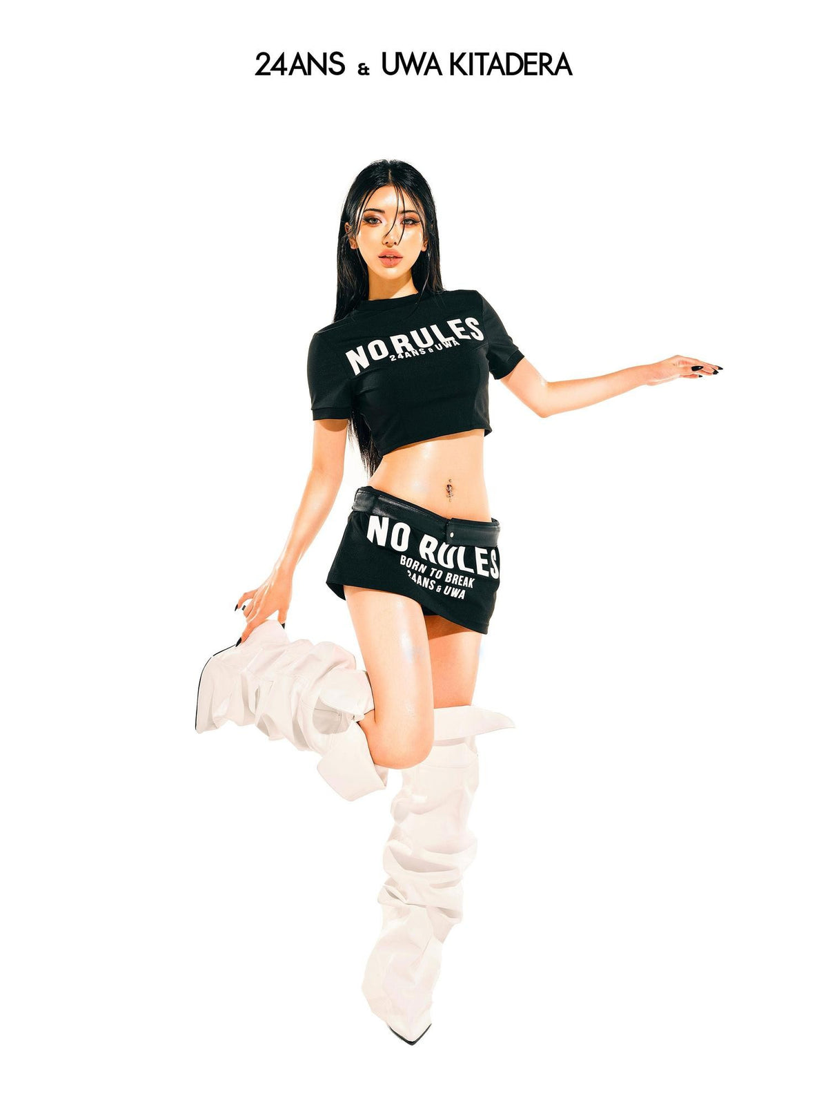 24ans Collaboration Tshirt Skort Two Piece Women&