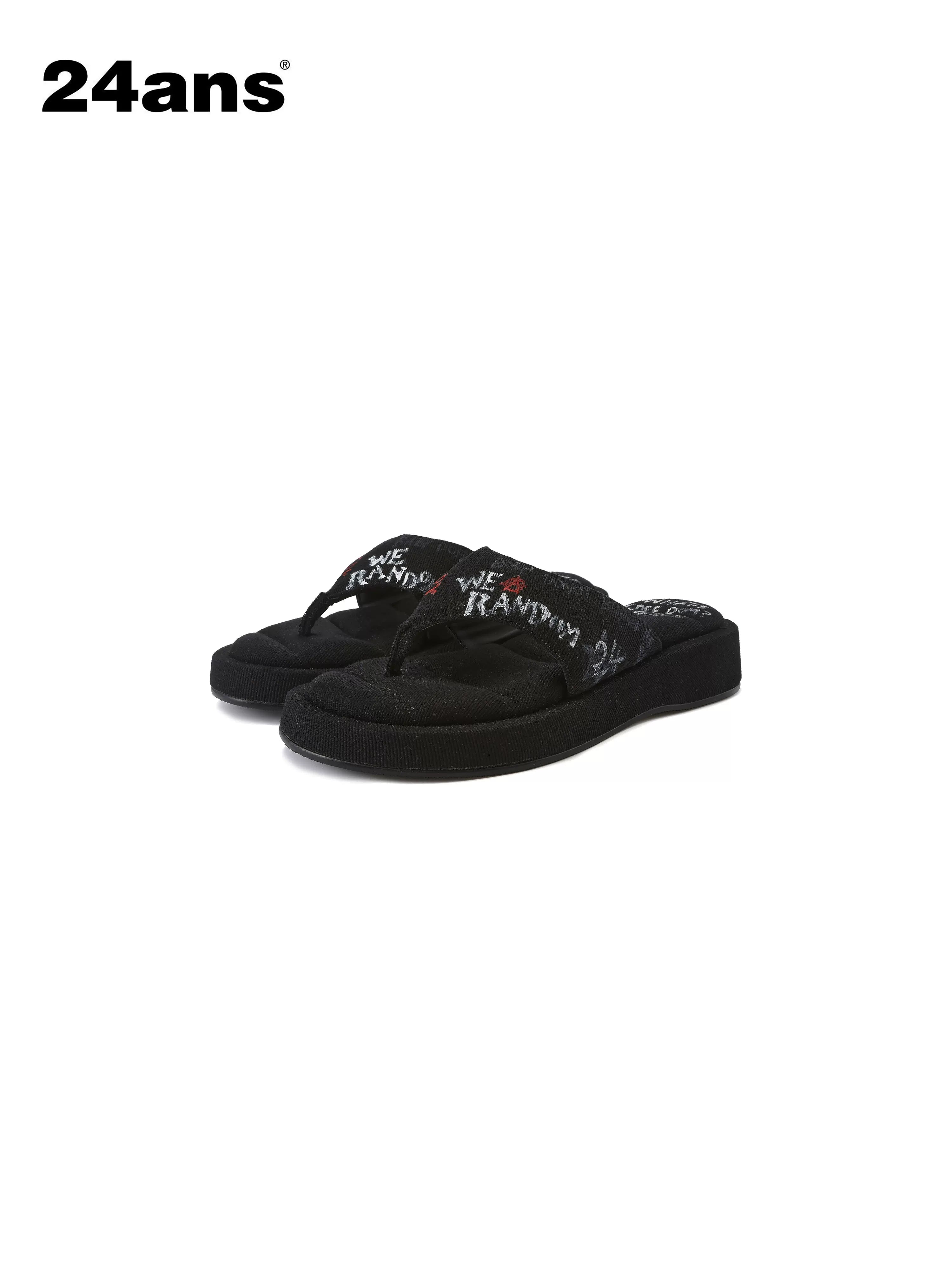 24ans Comfortable Low Profile Denim Upper Casual Low Cut Youth Solid Flat Sandals-2