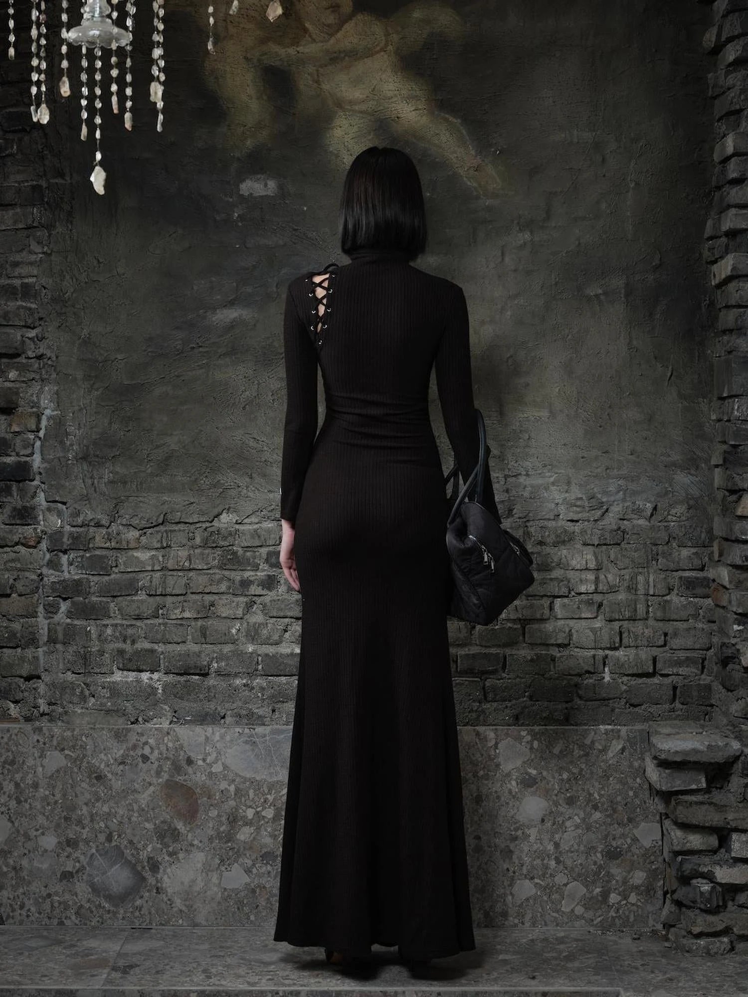 Convertible High Neck Floral Knit Dress