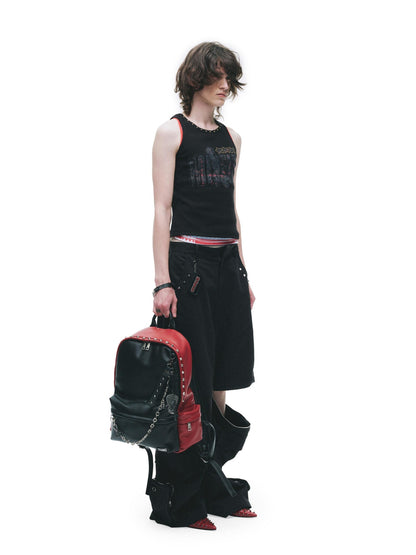 24ans Cotton Nylon Blend Punk Cargo Zipper Natural Waist Unisex Wide-Leg Pants