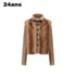 24ans Cropped Knit Stand Collar Detachable Sleeves Women&