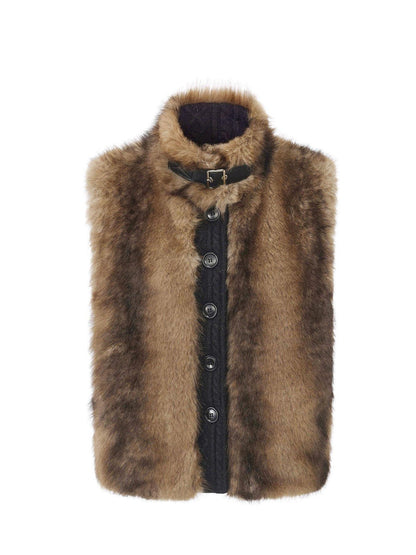 24ans Cropped Knit Stand Collar Detachable Sleeves Women&