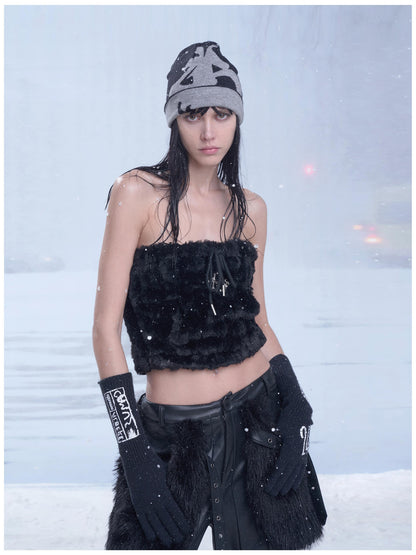 24ans Custom Print Gloves Black White Acrylic Polyester Blend