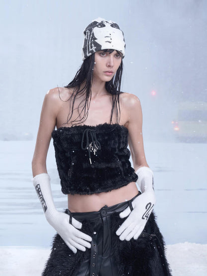 24ans Custom Print Gloves Black White Acrylic Polyester Blend