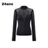 24ans Deep V Mesh Splicing Logo Crystal Iron Top MISSTT