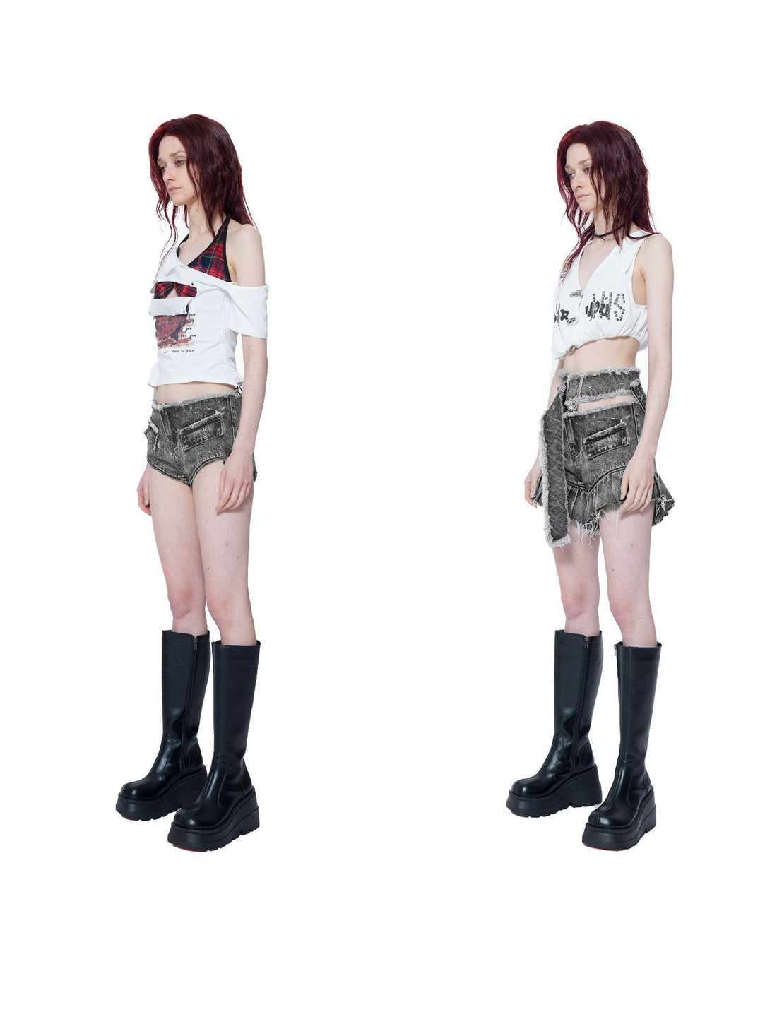 24ans Denim Culottes With Detachable Design