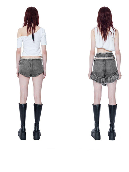 24ans Denim Culottes With Detachable Design