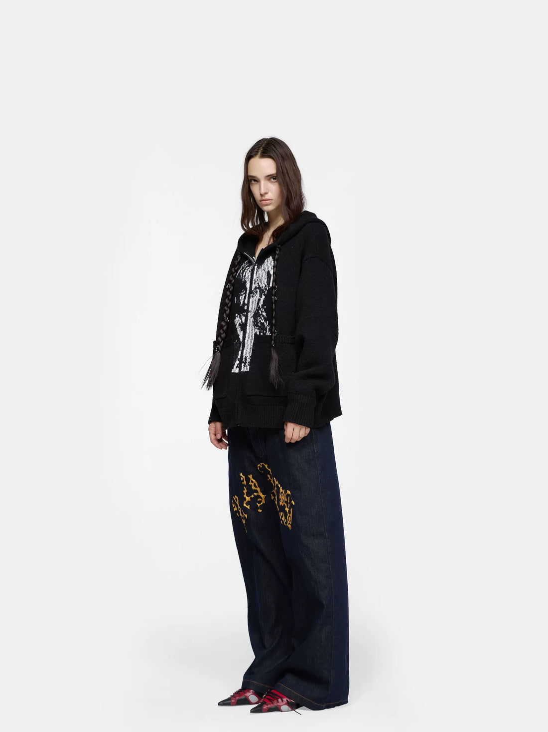 24ans Detachable Braid Hooded Knit Sweater Sweater-2