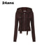 24ans Detachable Braid Knit Coat Black Brown MISSTT