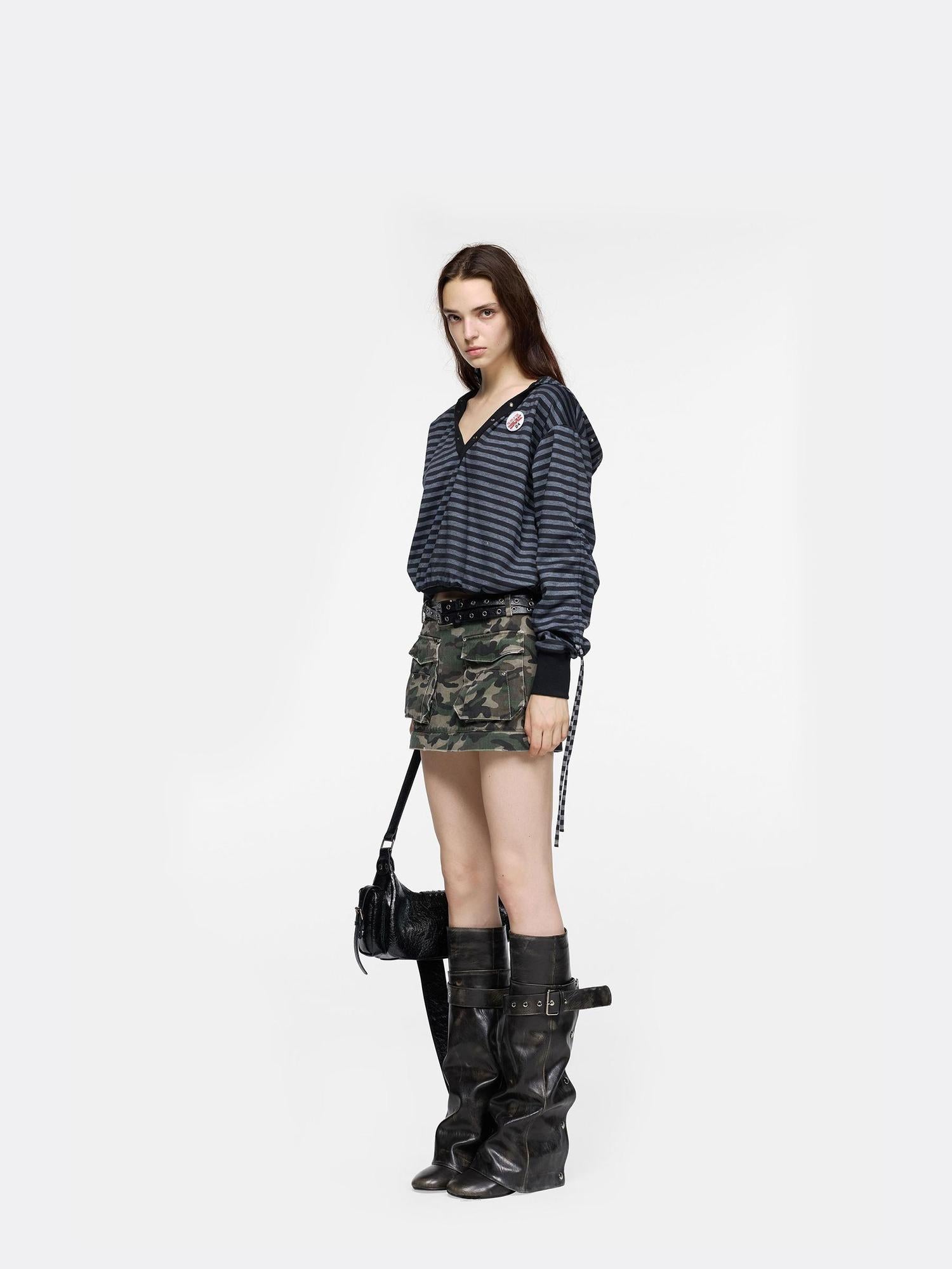 24ans Detachable Camo Pocket Skirt Convertible Length