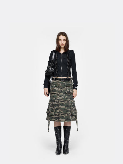 24ans Detachable Camo Pocket Skirt Convertible Length