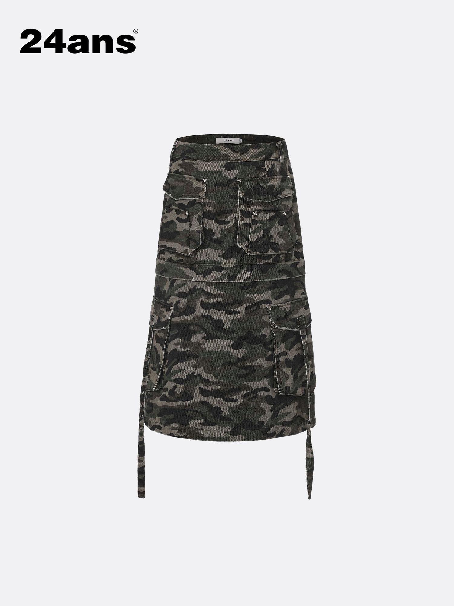 24ans Detachable Camo Pocket Skirt Convertible Length
