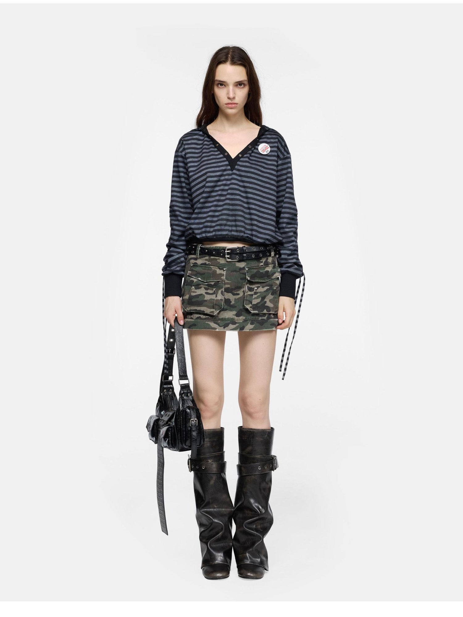 24ans Detachable Camo Pocket Skirt Convertible Length