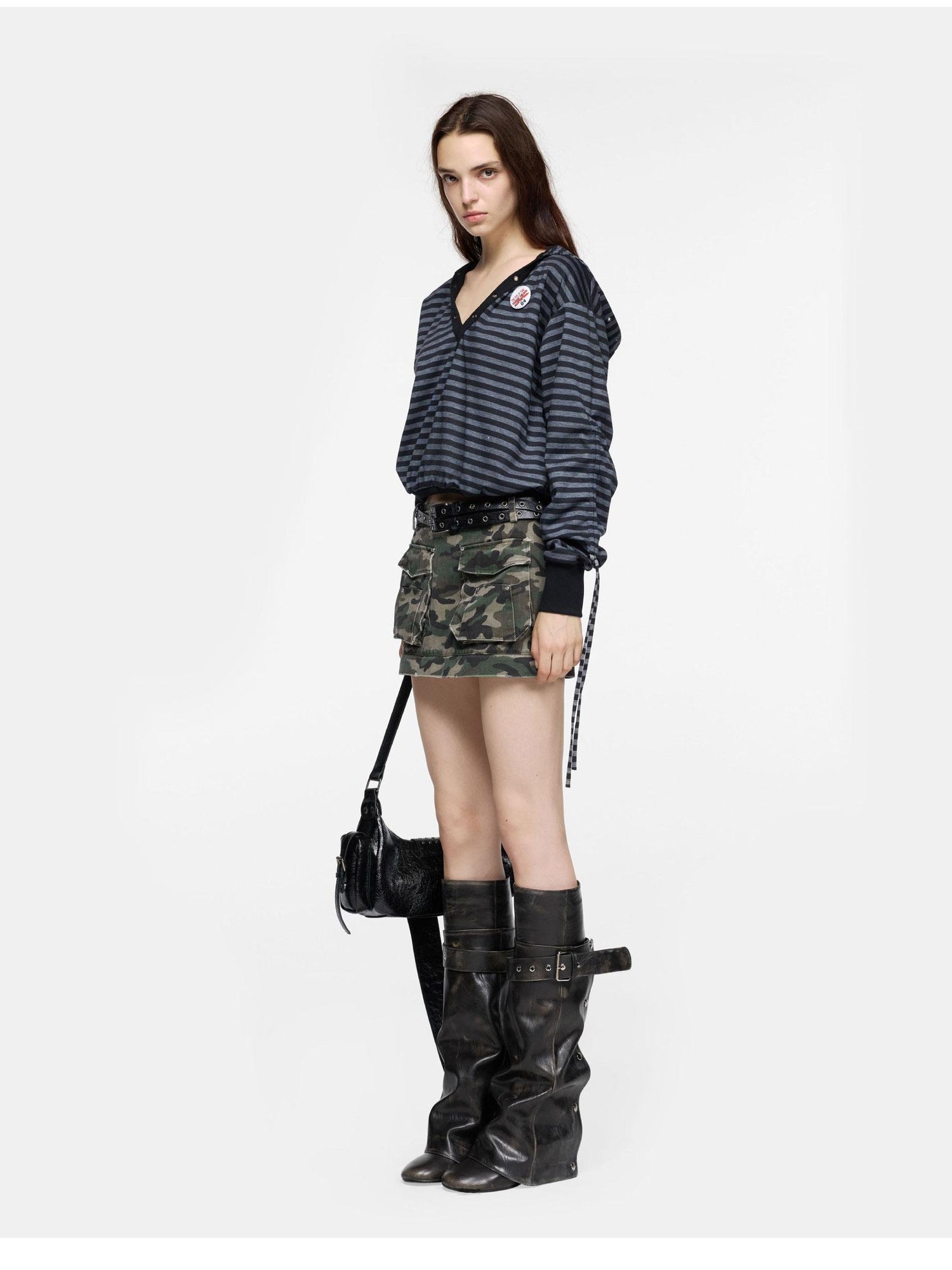 24ans Detachable Camo Pocket Skirt Convertible Length