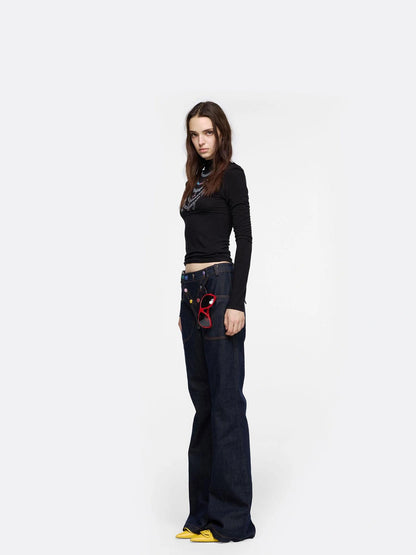 24ans Detachable Placket Flared Jeans Jeans