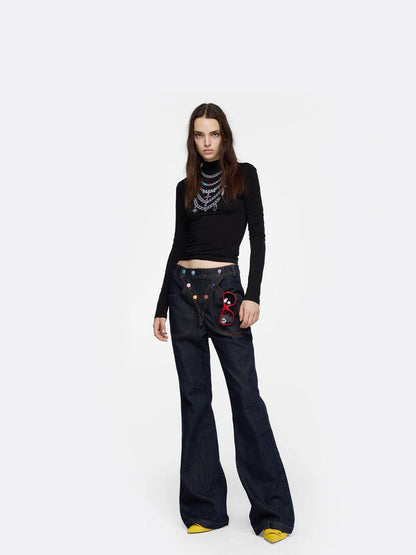 24ans Detachable Placket Flared Jeans Jeans