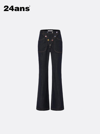 24ans Detachable Placket Flared Jeans Jeans