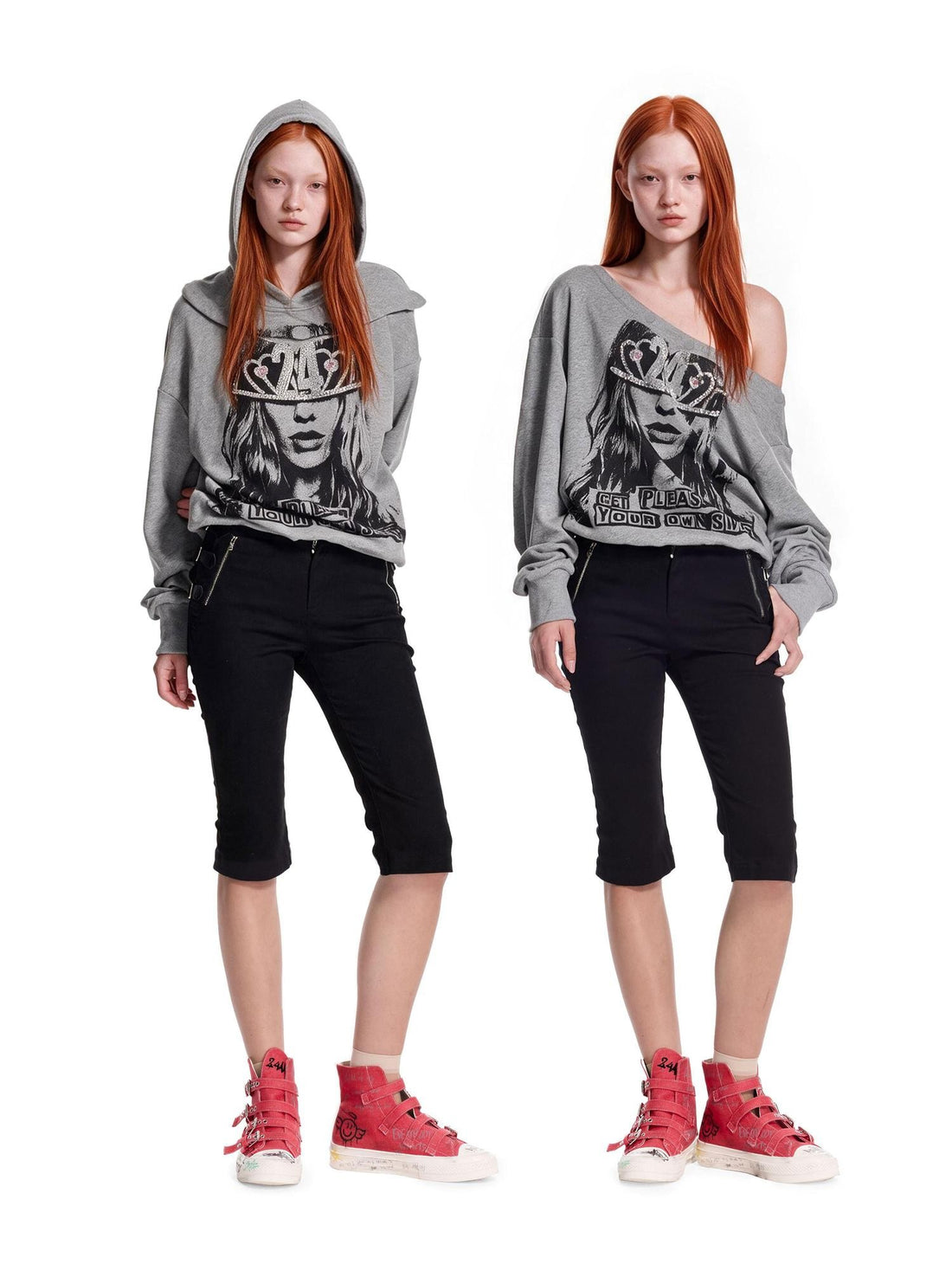 24ans Detachable Wear Water Slurry Print Rhinestone Women&