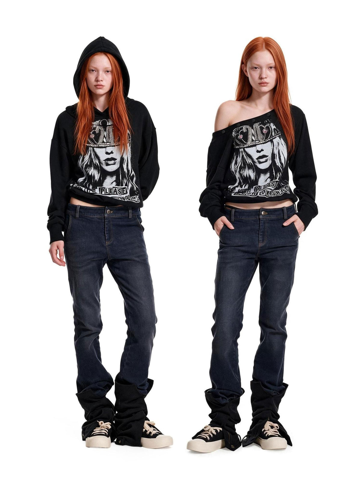 24ans Detachable Wear Water Slurry Print Rhinestone Women&