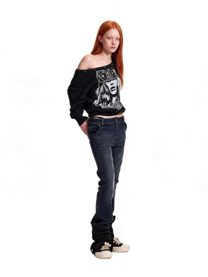 24ans Detachable Wear Water Slurry Print Rhinestone Women&