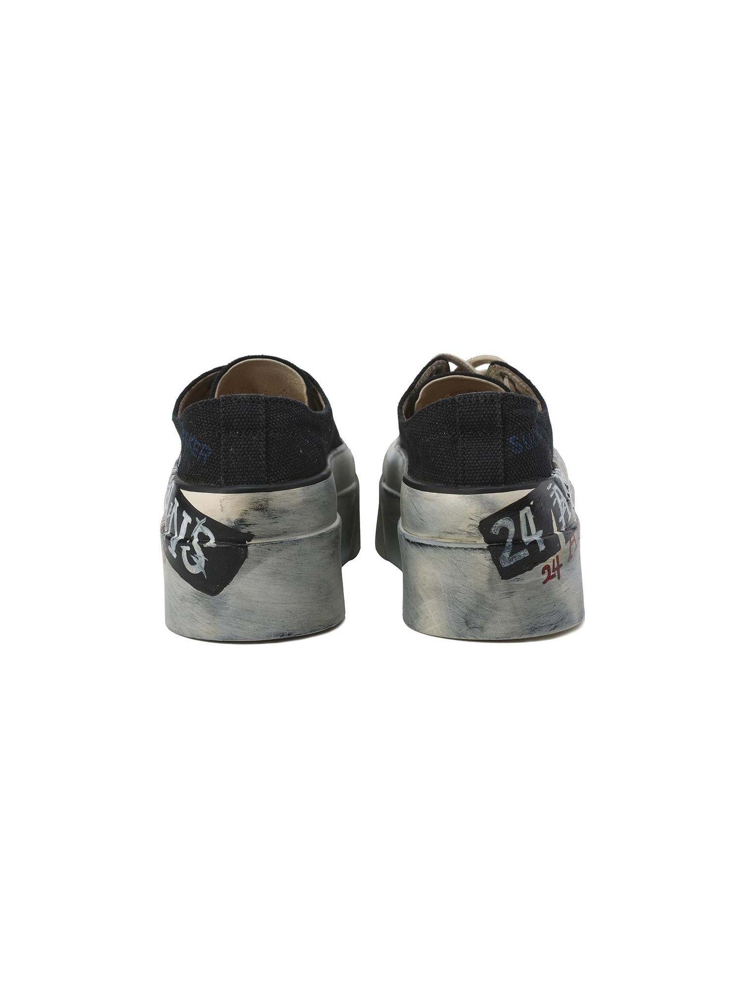 24ans Dirty Fit Hand Painted Distressed Platform Canvas Sneakers