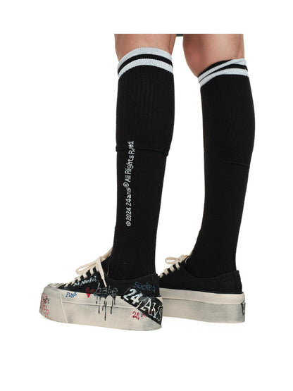 24ans Dirty Fit Hand Painted Distressed Platform Canvas Sneakers