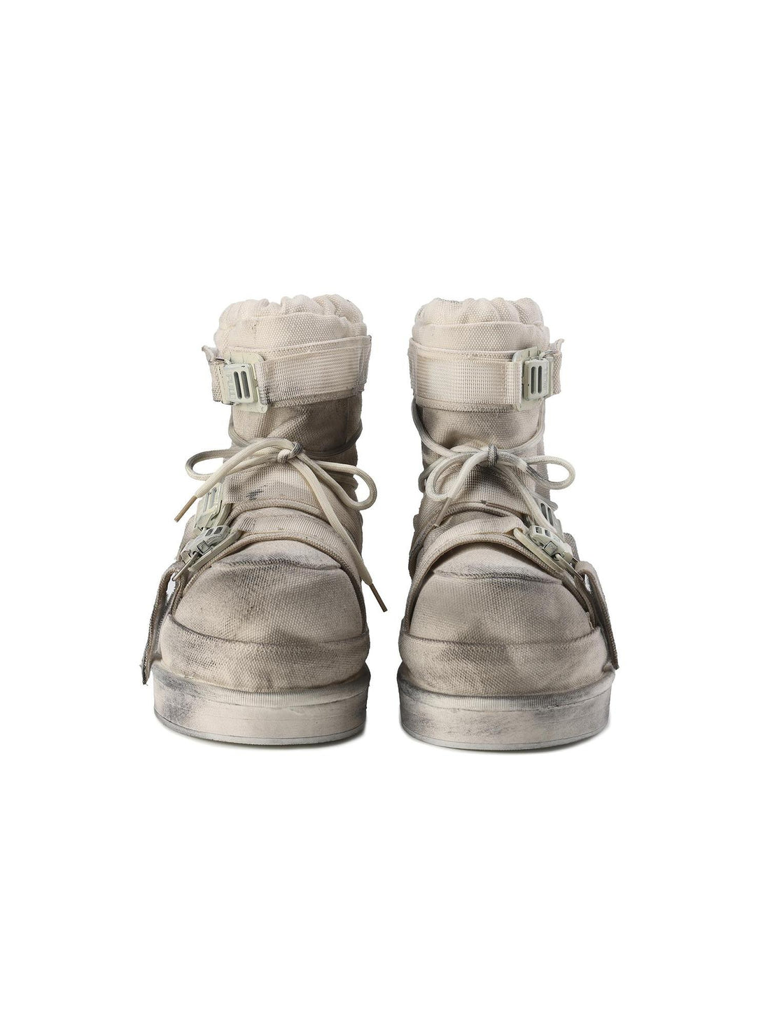 24ans Distressed Beige Snow Boots Detachable Faux Fur Lined