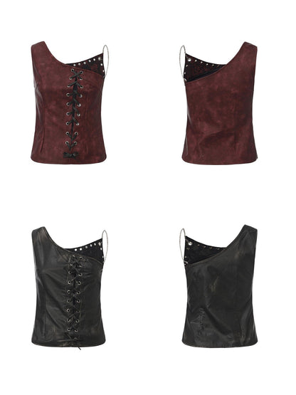 24ans Distressed Lace Patchwork Tie Detail Punk Women&