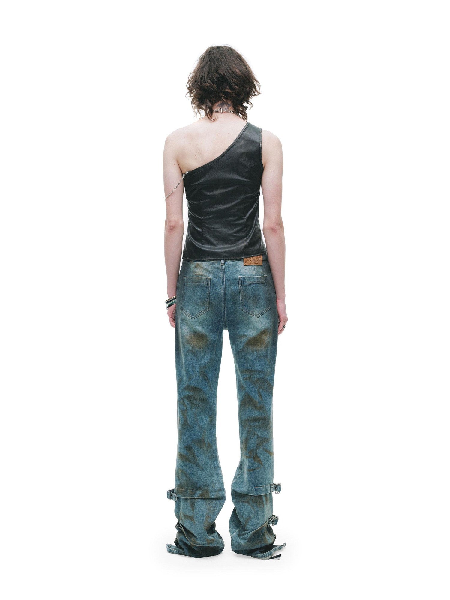 24ans Distressed Lace Patchwork Tie Detail Punk Women&