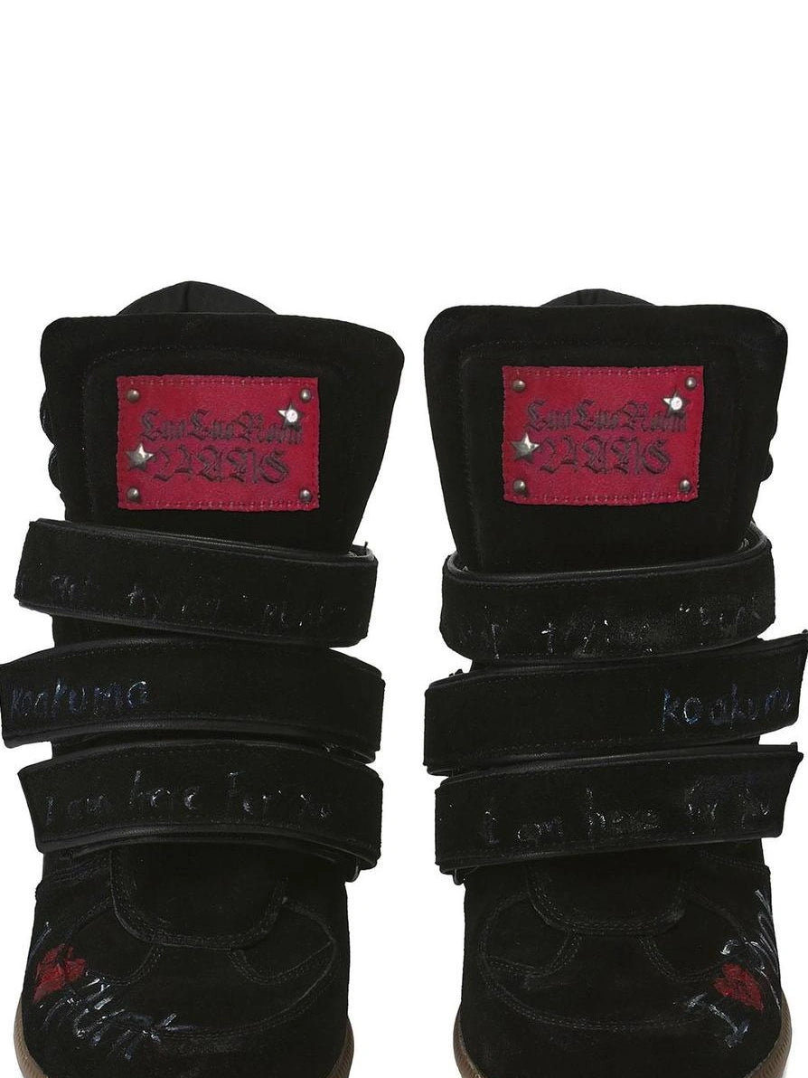 24ans Distressed Punk High Top Hidden Wedge Sneakers Shoes